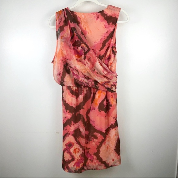 Chequer Orange/Peach/Brown Diamond Pattern Sleeveless Midi Dress | Size 4 - Picture 7 of 7